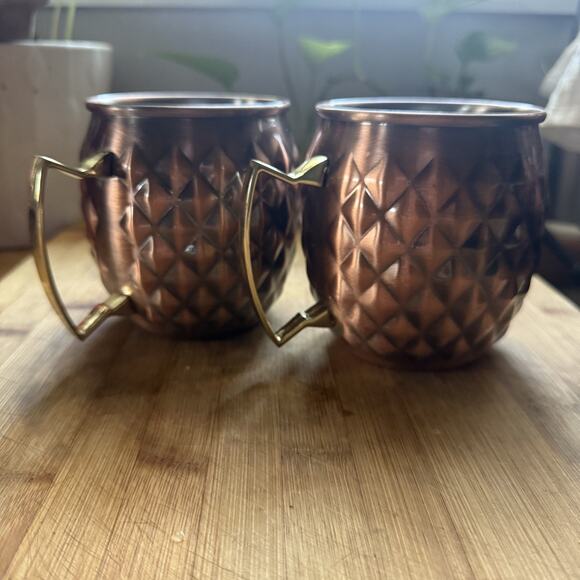 Eco One by Silver One Moscow Mule Hammered Copper Mugs Set Of 2 - Picture 2 of 2